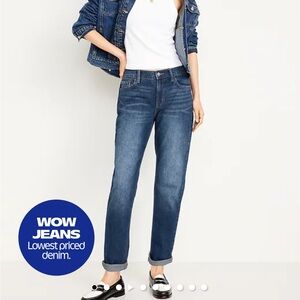 Old Navy WOW Mid-Rise Boyfriend Straight Jeans Blue Denim Size 6 NWOT